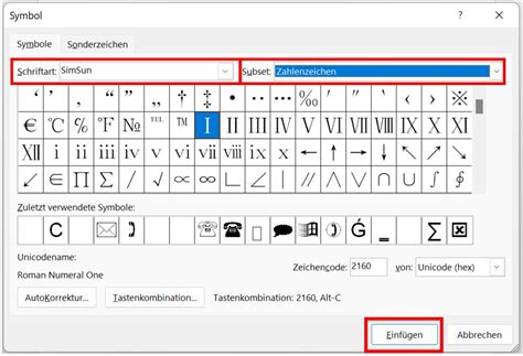 römische zahlen in word erstellen.